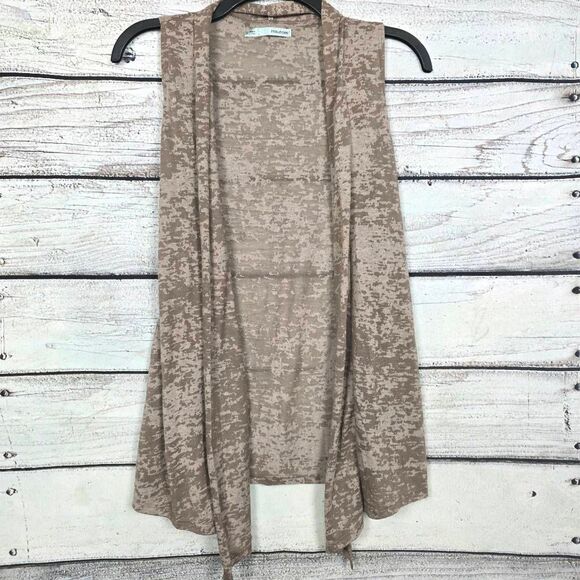 Maurices Taupe Patterned Open Front Vest Size L - Picture 1 of 8